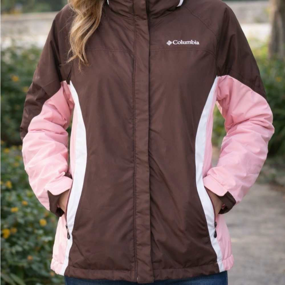 Columbia 2-in-1 Interchangeable Jacket Brown Pink Insulated Size Large